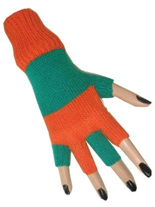 PartyXplosion Vingerloze handschoen oranje/groen