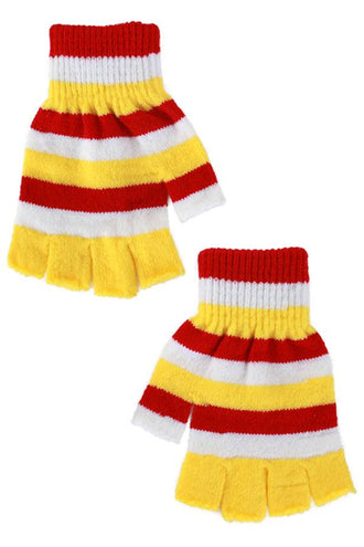 PartyXplosion Vingerloze handschoen rd/wt/gl kids