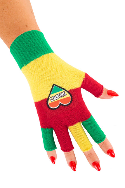 PartyXplosion Vingerloze handschoenen rood geel groen hart