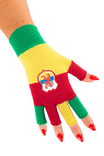 PartyXplosion Vingerloze handschoenen rood geel groen wapen