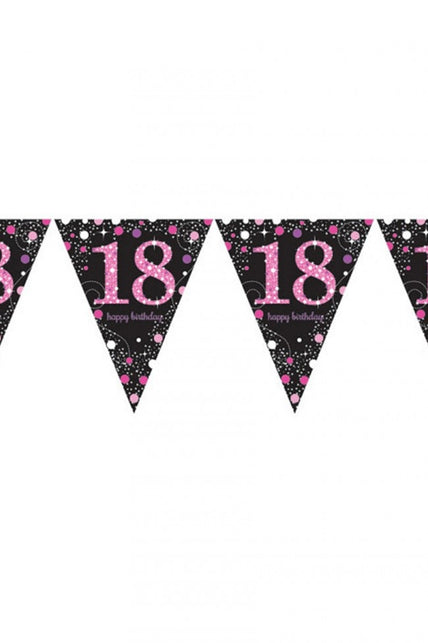PartyXplosion Vlaggenlijn 18 jaar Sprankelend roze