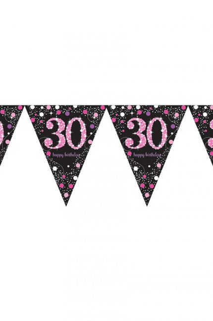 PartyXplosion Vlaggenlijn 30 jaar Sprankelend roze