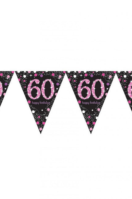 PartyXplosion Vlaggenlijn 60 jaar Sprankelend roze