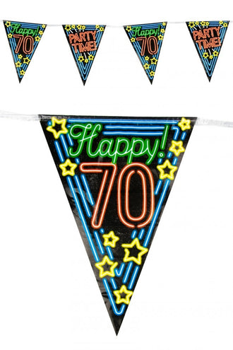 PartyXplosion Vlaggenlijn 70 jaar Neon 10 meter