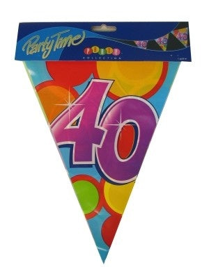 PartyXplosion Vlaggenlijn leeftijd 40 jaar 10 meter