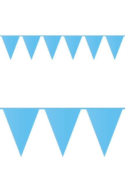 PartyXplosion Vlaggenlijn met lichtblauwe vlaggen