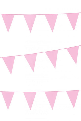 PartyXplosion Vlaggenlijn met roze vlaggen