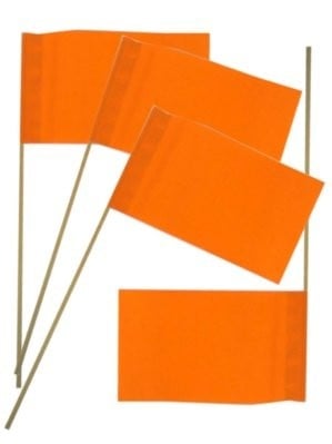 PartyXplosion Vlaggetje papier op stok oranje per 50 stuks