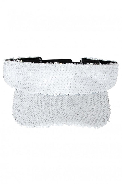 PartyXplosion Zonneklep met pailletten wit