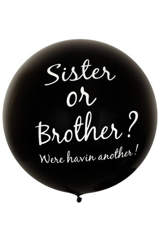 PartyXplosion Zwarte megaballon Sister or brother 91.4cm