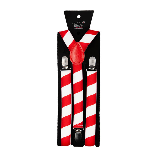 Wicked Costumes Bretels rood/wit zuurstok