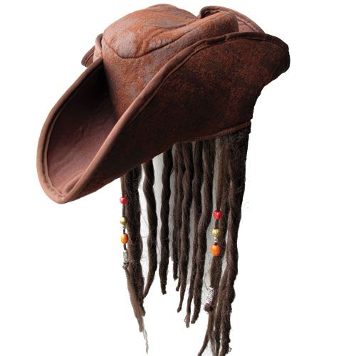 Wicked Costumes Caribische piraten hoed met haar