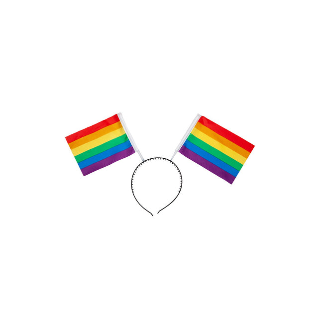 Wicked Costumes Diadeem met twee regenboog vlaggetjes