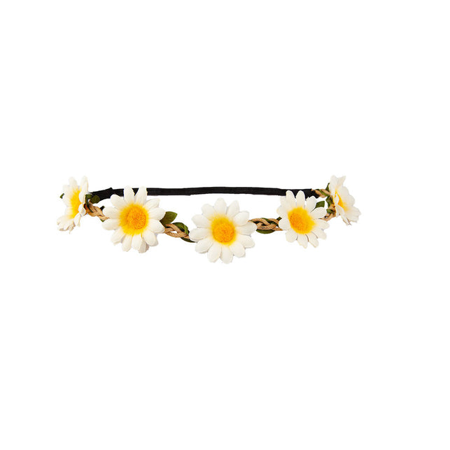 Wicked Costumes Flower Power hoofdband met witte madeliefjes