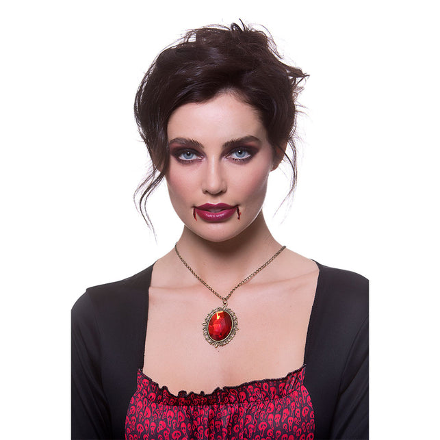 Wicked Costumes Gotische ketting met nep Robijn