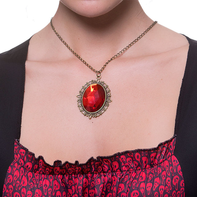 Wicked Costumes Gotische ketting met nep Robijn
