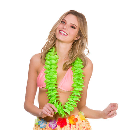 Wicked Costumes Groene Hawaii bloemenslinger satijn look