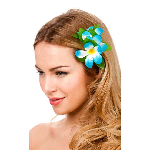 Wicked Costumes Haarclip hawaii bloem licht blauw