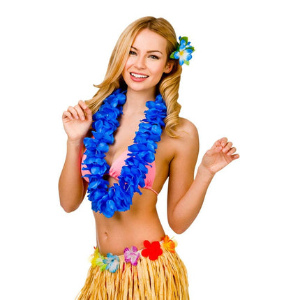 Wicked Costumes Hawaii slinger blauw grote bloemen (9.5cm)