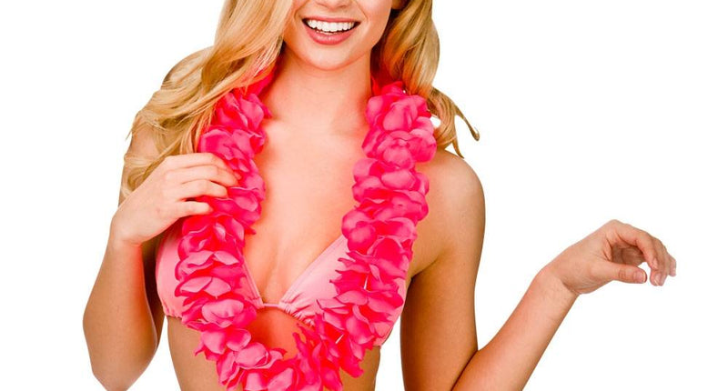 Wicked Costumes Hawaii slinger roze grote bloemen (9.5cm)