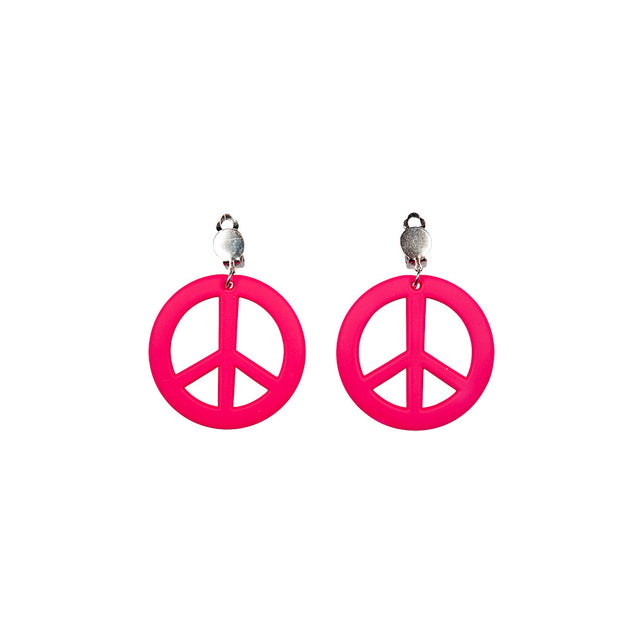Wicked Costumes Hippie oorbellen peace Georgia roze