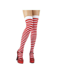 Wicked Costumes Hoge kousen rood wit gestreept