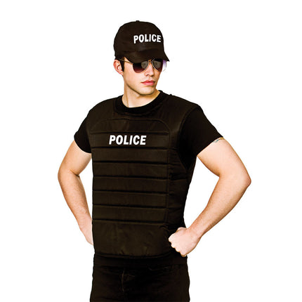 Wicked Costumes Kogelvrij politie vest met pet