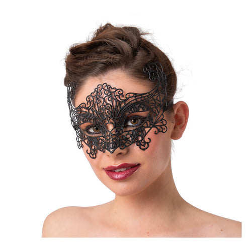 Wicked Costumes Mooi zwart metaallook masker Annet