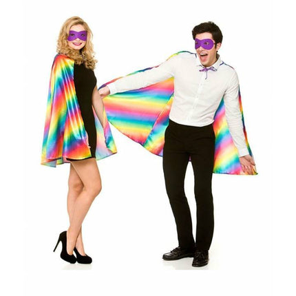Wicked Costumes Mooie regenboog cape met oogmasker