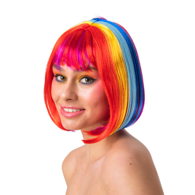 Wicked Costumes Mooie regenboog pruik bobline