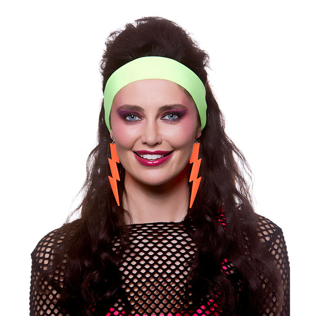 Wicked Costumes Neon oranje oorbellen jaren-80