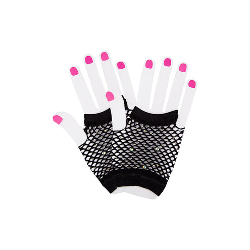 Wicked Costumes Net handschoenen met diamanten Mirte zwart