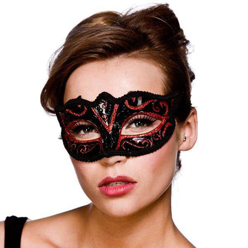 Wicked Costumes Oogmasker Verona zwart met glitters