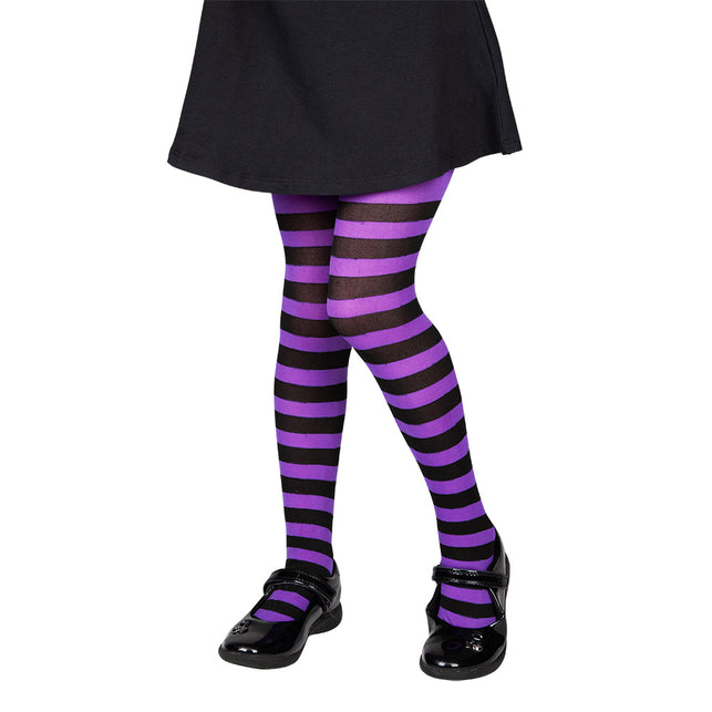 Wicked Costumes Panty kind Mila zwart paars gestreept