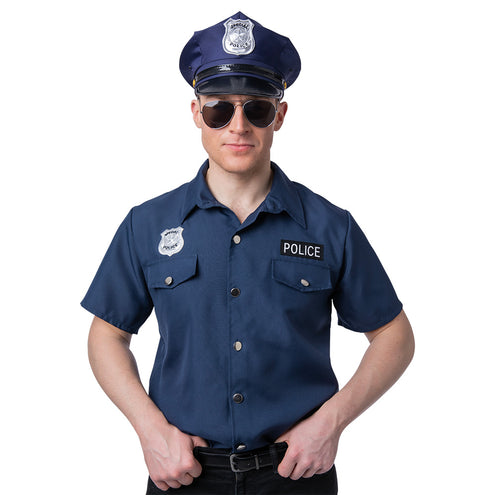 Wicked Costumes Politie shirt George donkerblauw
