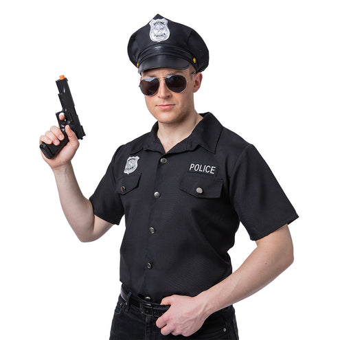 Wicked Costumes Politie shirt George zwart