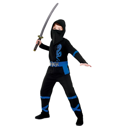Wicked Costumes Power ninja kostuum zwart blauw kinderen