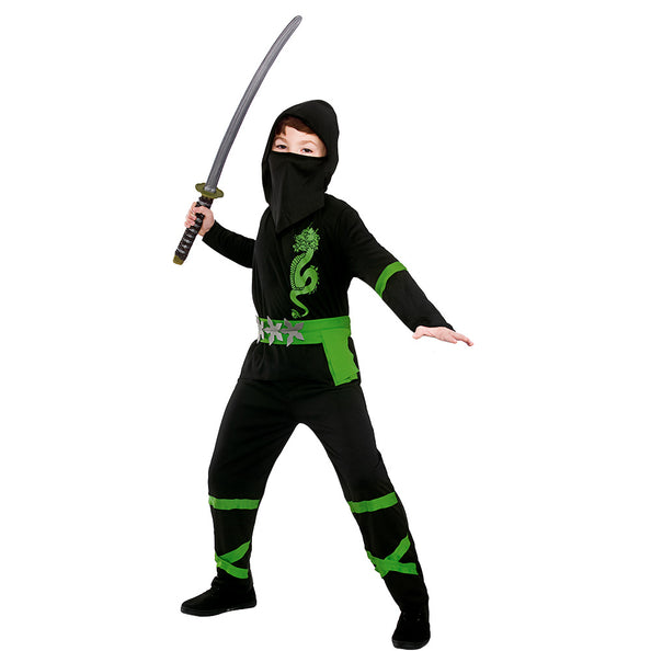 Wicked Costumes Power ninja kostuum zwart groen kinderen