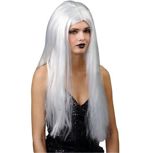 Wicked Costumes Pruik extra lang haar klassiek in zilver