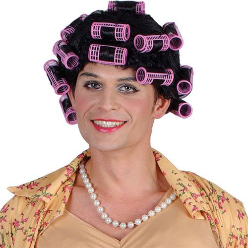 Wicked Costumes Pruik huisvrouw Stientje met krulspelden