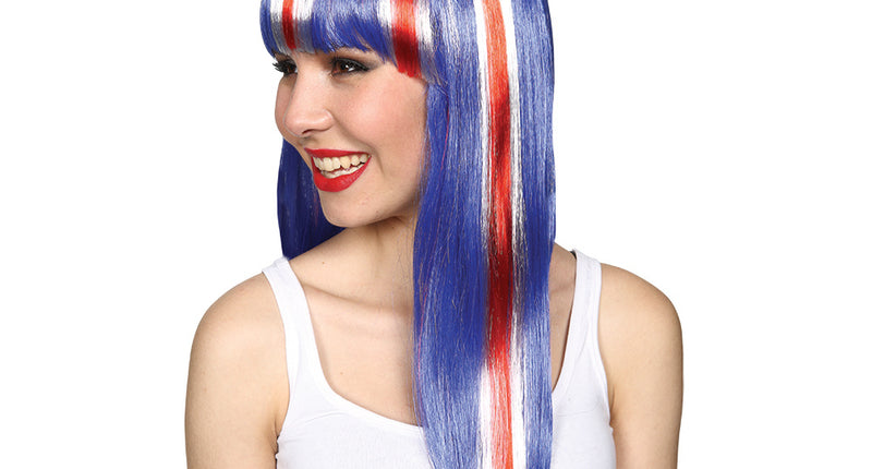 Wicked Costumes pruik lang haar Engelse vlag