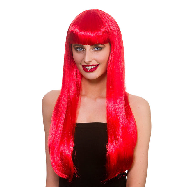 Wicked Costumes Rode pruik Fantasy lang haar met pony