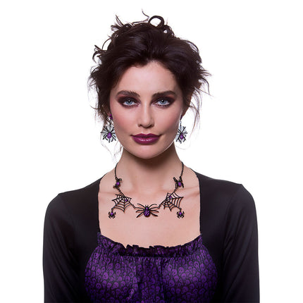 Wicked Costumes Sieraden set heks met halsketting en oorbellen spin