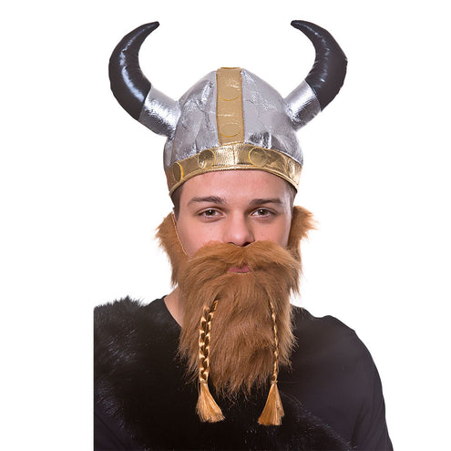 Wicked Costumes Viking Baard met vlechten bruin