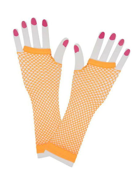 Wicked Costumes Vingerloze lange net-handschoenen neon oranje