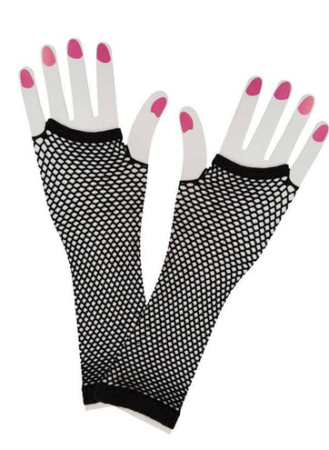 Wicked Costumes Vingerloze lange net-handschoenen zwart