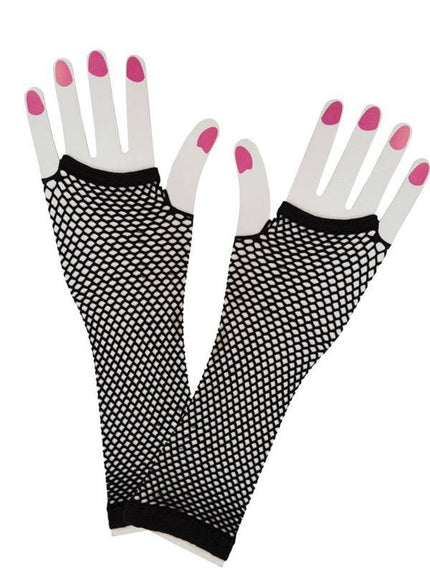 Wicked Costumes Vingerloze lange net-handschoenen zwart