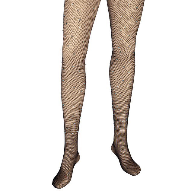 Wicked Costumes Visnet panty zwart met diamanten
