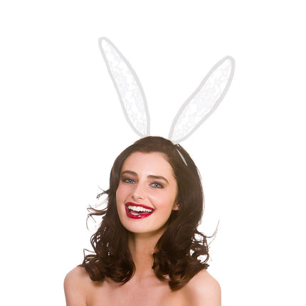 Wicked Costumes Witte konijnenoren met kant