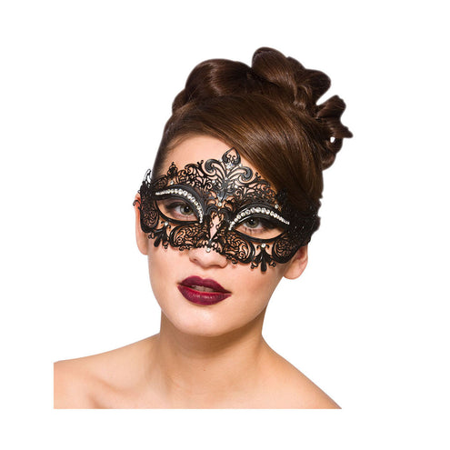 Wicked Costumes Zwart metalen oogmasker Nikki met nep diamanten